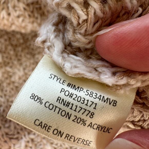 Lovestitch Marble Tan & Taupe Stripe Loose Knit Hi-Low Sweater M - Picture 11 of 14